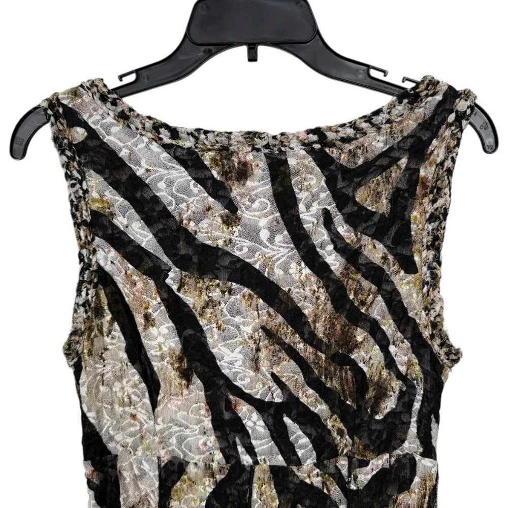 Vintage Alberto Makali Dress Medium Brown Zebra Leopard Nylon Blend Boho - Picture 5 of 8